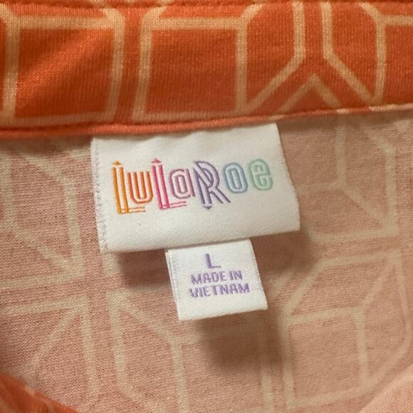 NWT LuLaRoe Valentina Top in Orange & White Sz. L - Picture 3 of 5